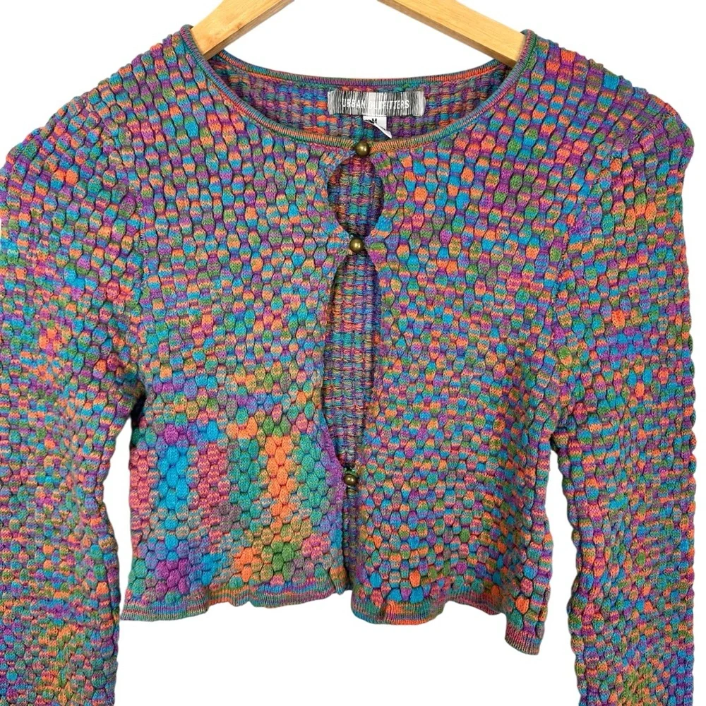 Urban Outfitters Piper Keyhole Textured Knit Long Sleeved Crop Top Sz Medium